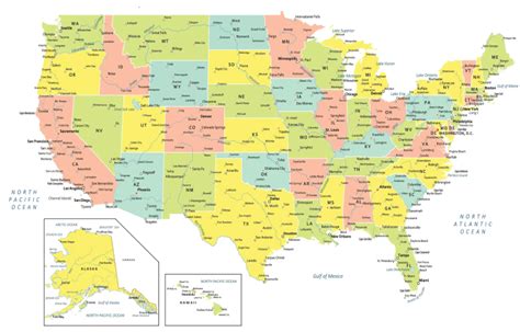 Map Of Usa With States And Cities Labeled - Domini Hyacintha