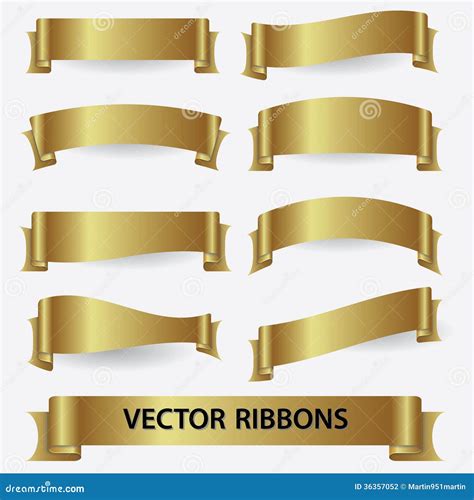 Gold ribbon banners eps10 stock vector. Illustration of design - 36357052