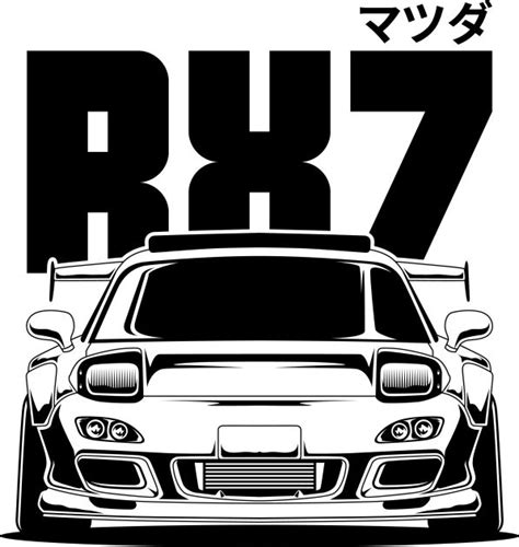 Mazda RX7 Black Print by keengraphic | Mazda rx7, Mazda, Car silhouette