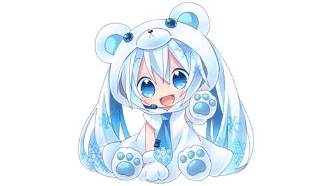 Chibi Hatsune Miku in Teddy Bear Hood HD Wallpaper by 千夜QYS3