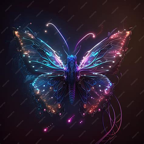 Premium Photo | Abstract neon light butterfly artwork design digital ...