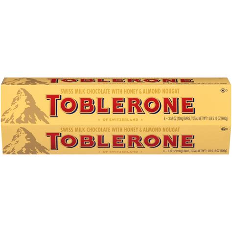 Toblerone, Swiss Milk Chocolate Bars, 3.52 Oz, (Pack of 6) - Walmart ...