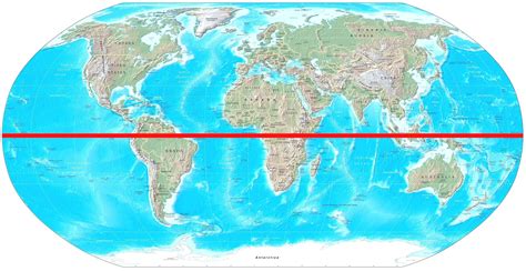 World Map With The Equator Marked