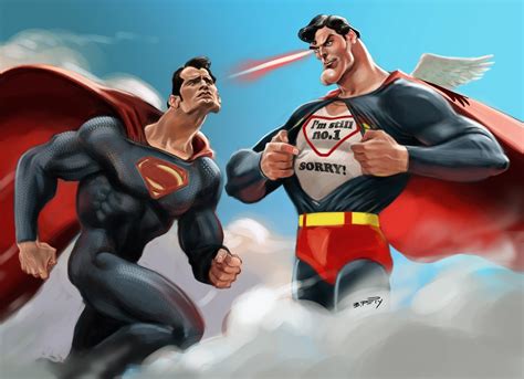 Superman vs. Superman. Henry Cavill and Christopher Reeve.