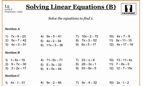 Linear Equations Word Problems Worksheet Algebra 1 | DSAP