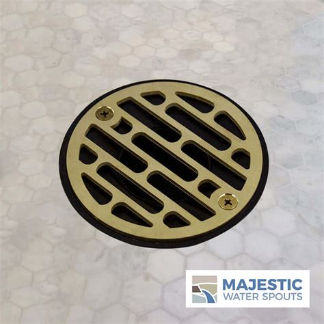 Galleria 4" Round Drain Strainer Cover - Brushed Brass – Majestic Water ...