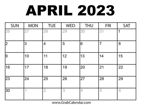 April 2023 April Calendar - Get Latest Map Update