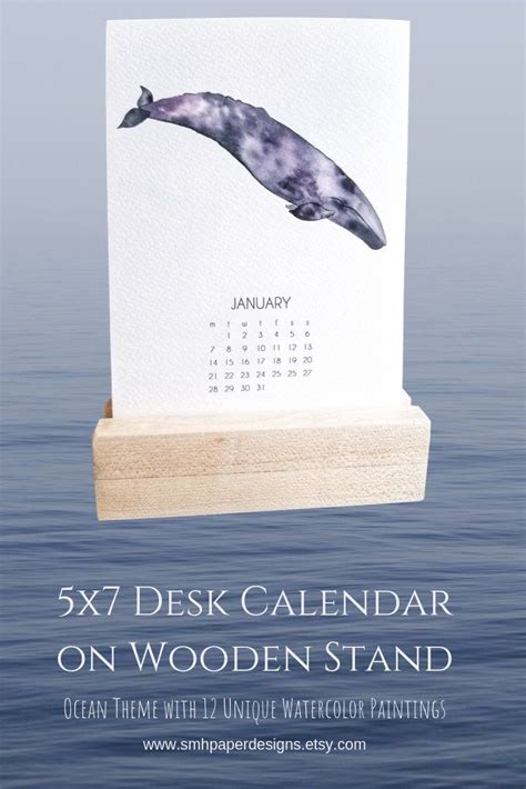 2023 Desk Art Calendar 5x7 Ocean-themed Watercolor Art With Wooden ...