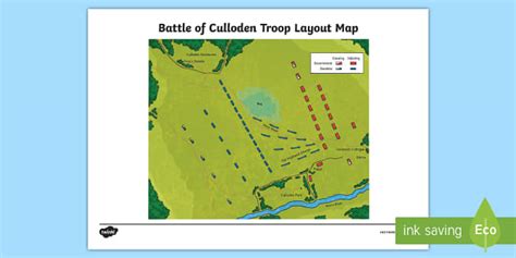 Culloden Battlefield Features and Layout of Troops Map