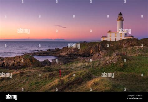 Turnberry Lighthouse from the 9th green of the Ailsa golf course at ...