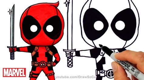 How to Draw + Color Deadpool Chibi step by step Marvel Superhero - YouTube