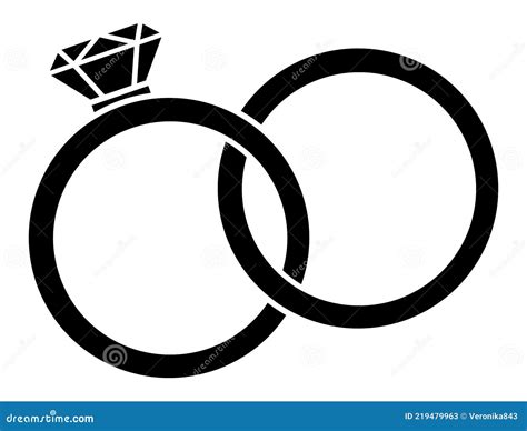 Two Ring Silhouette Icon. Rings Vector Illustration Isolated on White ...