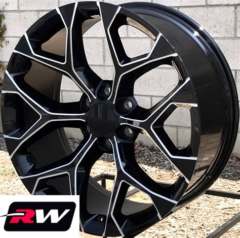 22 inch Chevy Tahoe OE Replica Snowflake Wheels Black Milled Rims 22 x9 ...