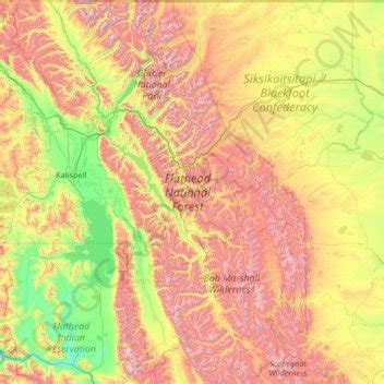 Flathead National Forest topographic map, elevation, terrain