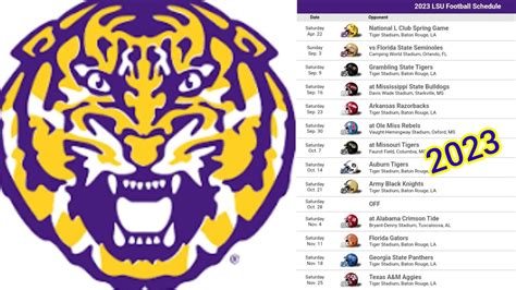 LSU 2023 College Football Schedule Preview