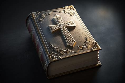 Premium Photo | Holy bible an open book is reflected in table book as a ...