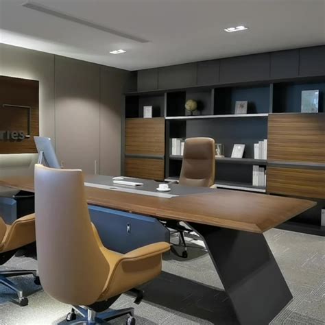 High End Modern General Manager Wood Veneer Luxurious Smart Executive ...