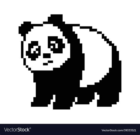 Panda black and white pixel art isolated Vector Image