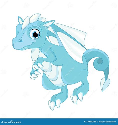 Cute Blue Baby Dragon Flying Stock Vector - Illustration of flying ...