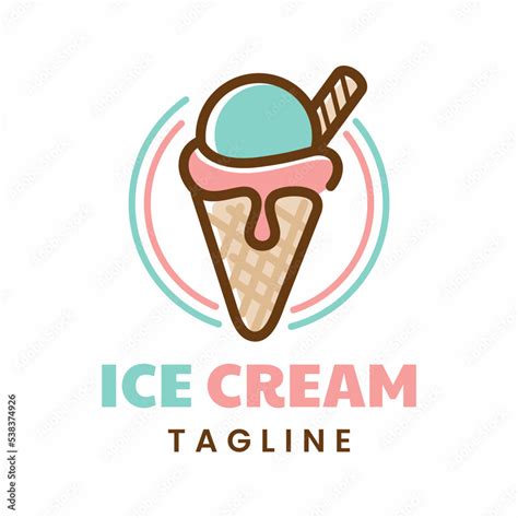 Ice Cream Logo Design, Simple Line Gelato Logo vector de Stock | Adobe ...