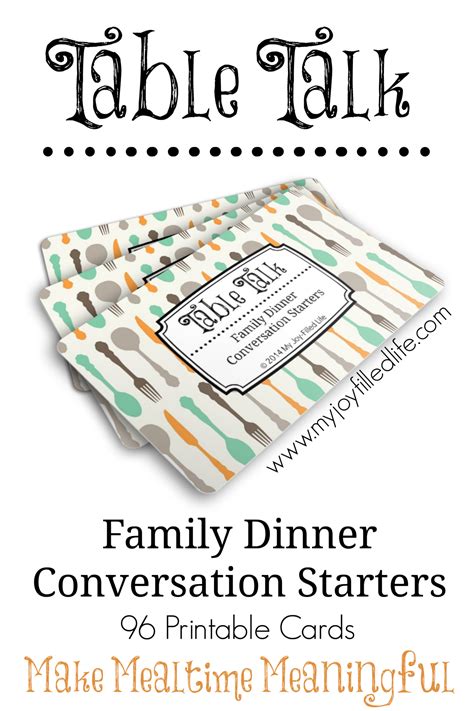 Printable Family Dinner Conversation Starters Cards - My Joy-Filled Life