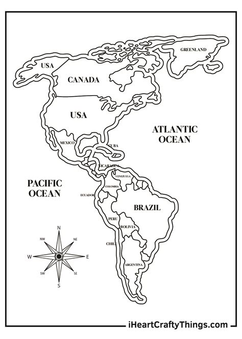 World Map Coloring Page With Countries Labeled