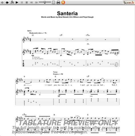 Sublime Santeria Guitar Tab : Free Sublime Guitar Tabs