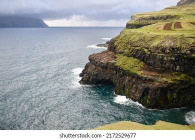 Caves Near Gasadalur Waterfall Faroe Islands Stock Photo 2172529677 ...