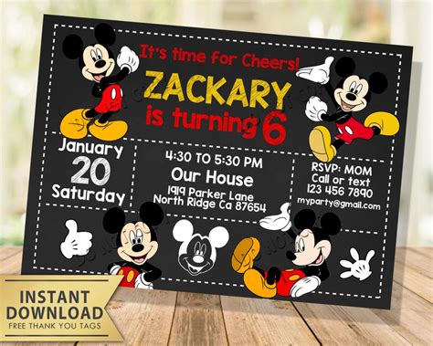 Mickey Mouse Invitation - My Party Templates