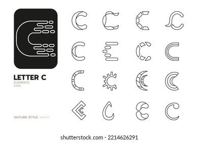 Set Letter C Logo Elements Outline Stock Vector (Royalty Free ...