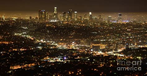 Los Angeles City View At Night Photograph by Bob Christopher - Pixels