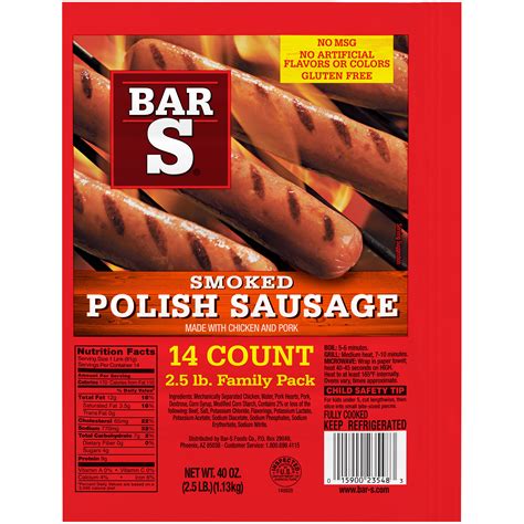 Bar S Smoked Polish Sausage Family Size, 40 Oz., 14 Count - Walmart.com ...