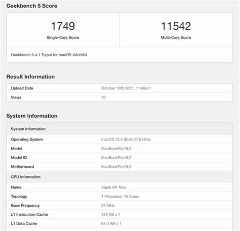 MacBook Pro M1 Max scores a whopping 11,542 multi-core points on ...