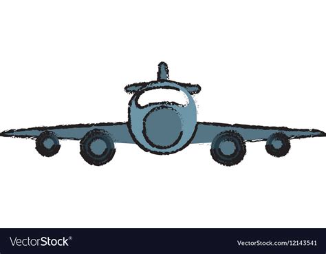 Drawing jet airplane private transport front view Vector Image