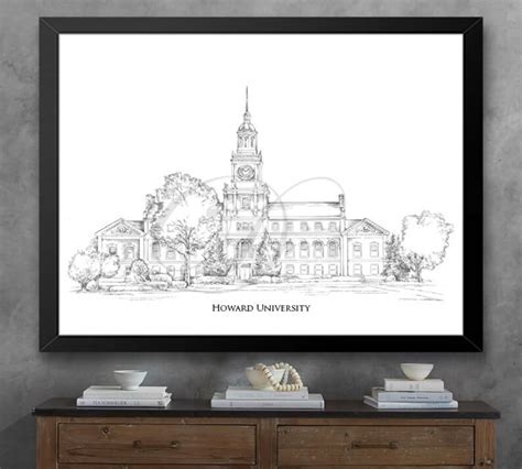 Howard University Art Print Hand Drawn Tech University - Etsy