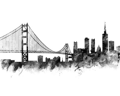 San Francisco Print, San Francisco Skyline, Art Print, Black and White ...