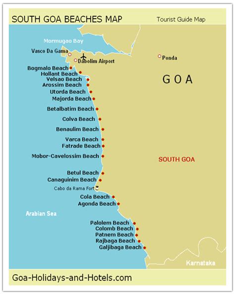 Visit.India: South Goa Map with beach names