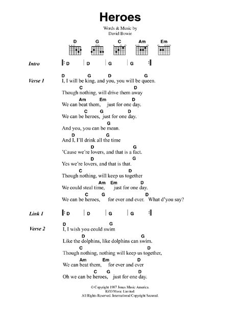 Heroes by David Bowie - Guitar Chords/Lyrics - Guitar Instructor