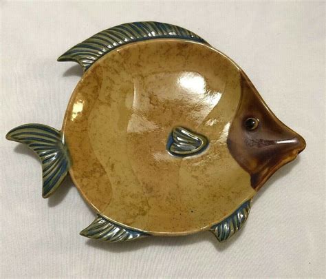 Vintage Fish Decorative Ceramic Fish Shaped Dish Plate 11” Nautical ...