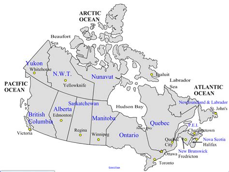 Provincial Capitals Of Canada Map