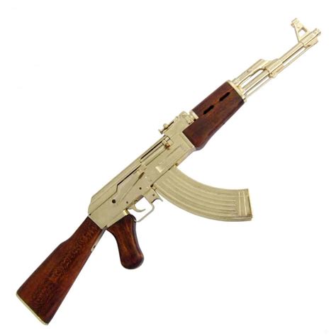 Non Firing Russian AK47 Gold Finish Assault Rifle Gun Prop Replica in ...