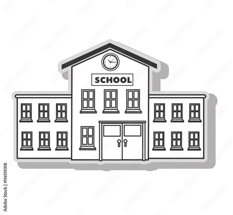 School Building Clipart Black And White