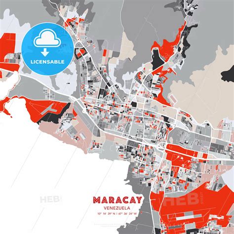 Maracay, Venezuela - modern street map poster template with gray and ...