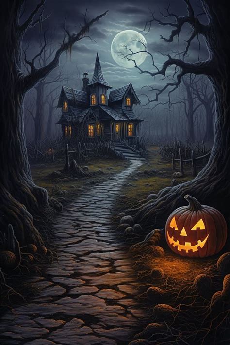 Halloween Painting Spooky House Premium Art Print Spooky - Etsy in 2023 ...