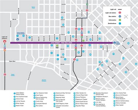 RTD 16th Street Free MallRide route map | Route map, Denver hotels ...