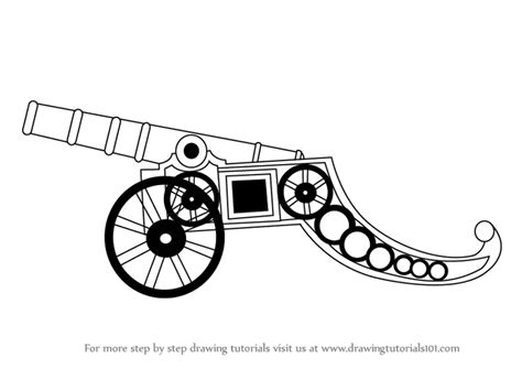 Learn How to Draw a Vintage Cannon (Artillery) Step by Step : Drawing ...