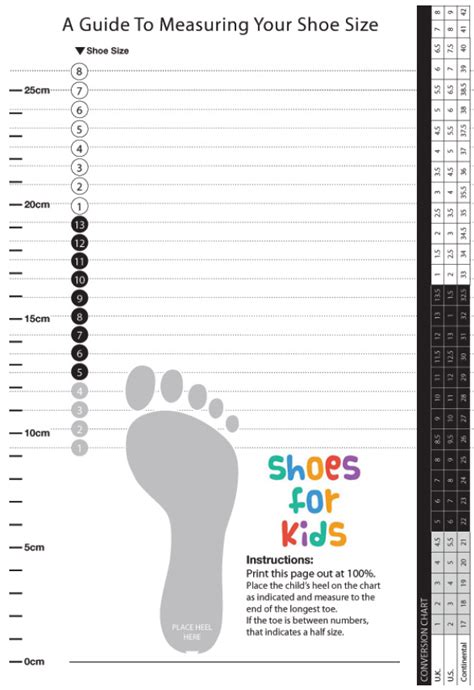 Paper Measuring Gauge Printable Shoe Size Chart Start-Rite ...