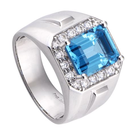 Nhẫn nam vàng trắng 14k đính đá topaz pnj tpxmw000154 | pnj.com.vn