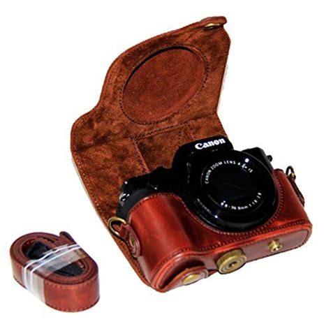 Clanmou G5X Protective Leather Camera Case Bag for Canon PowerShot G5 X ...