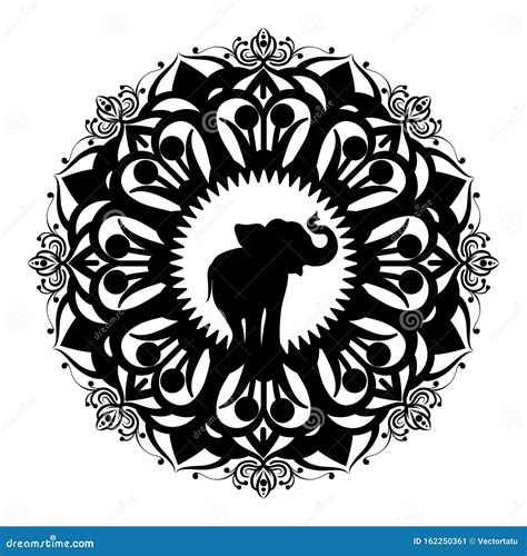 Mandala with elephant stock vector. Illustration of hindi - 162250361